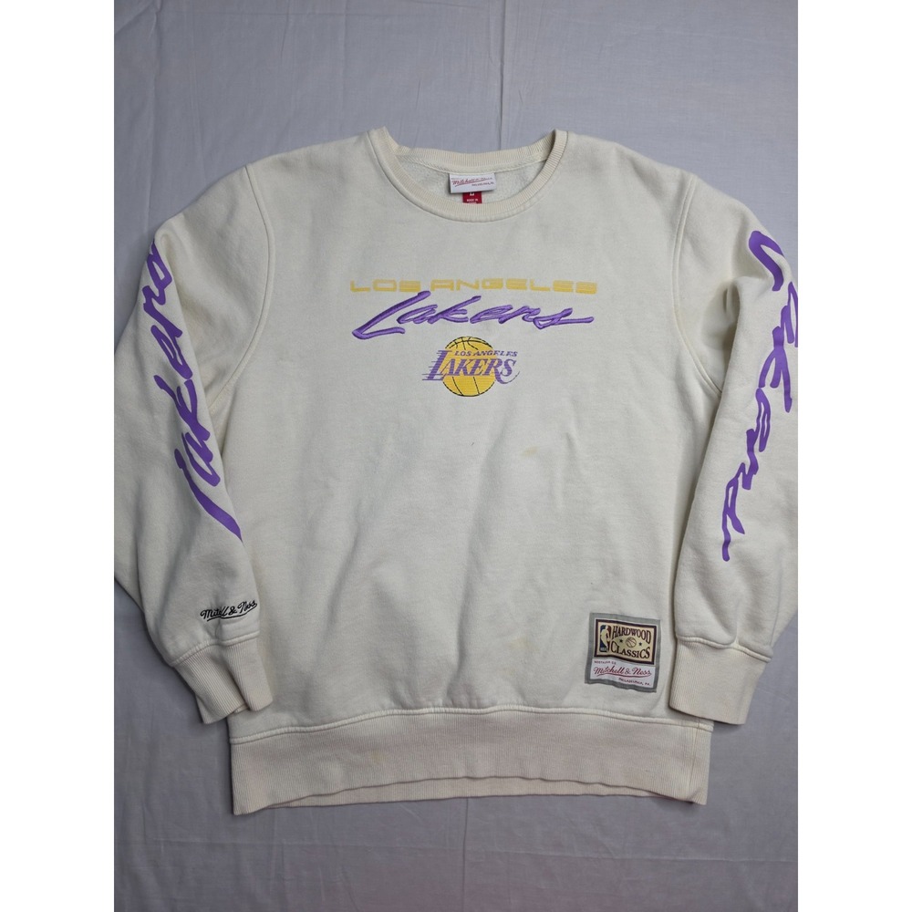 Mitchell & Ness Los Angeles Lakers Basketball Sweatshirt Mens Large Cream Cotton